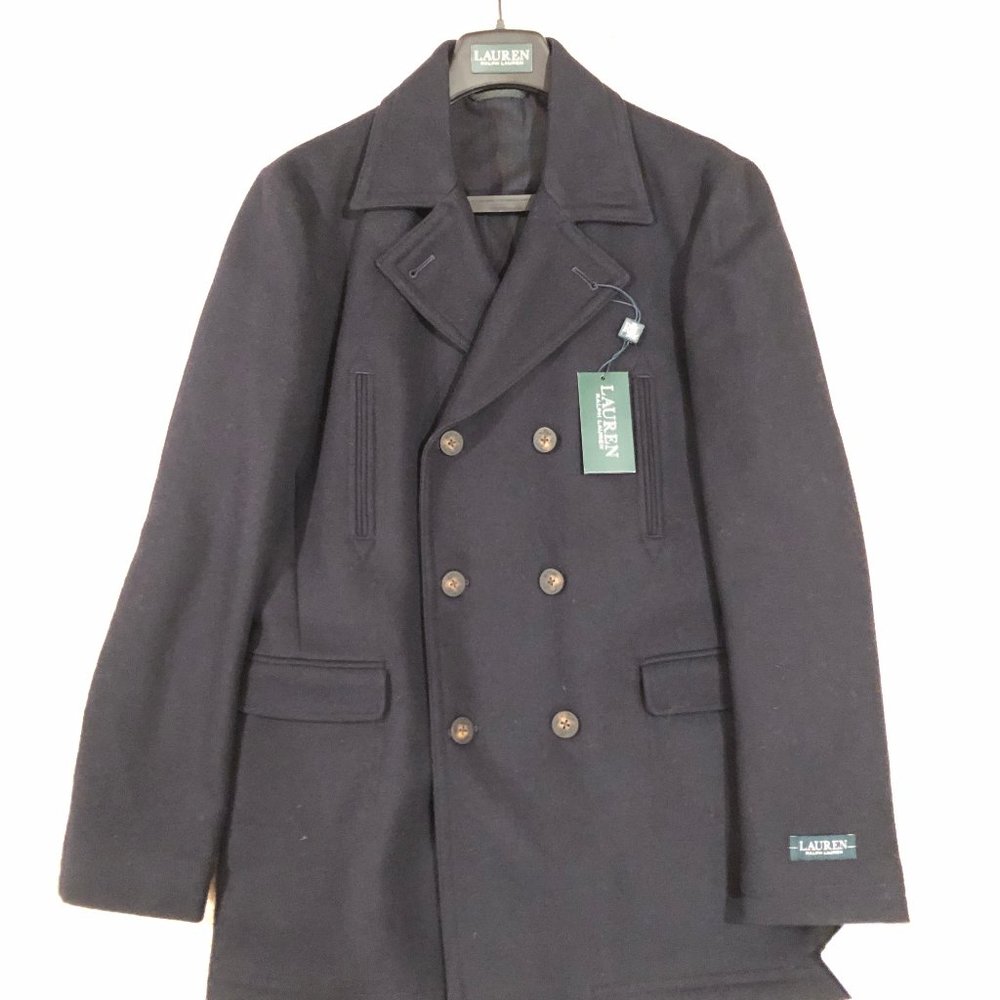 Lauren Ralph Lauren Big Boys Pea Overcoat - Dark Navy Wool - Picture 4 of 11
